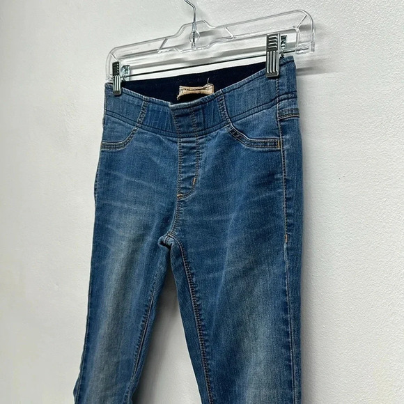 Free People Jeans Flare Leg Denim Jeggings Elastic Waist Pull On Blue Size 25 - Picture 4 of 10